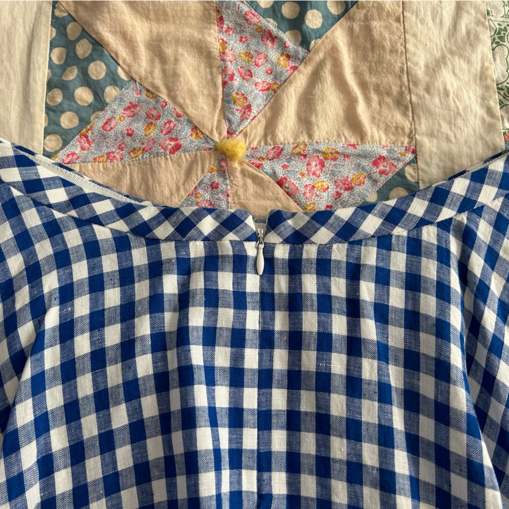 J Crew Blue & White Gingham Linen Skater Skirt - Picture 2 of 11
